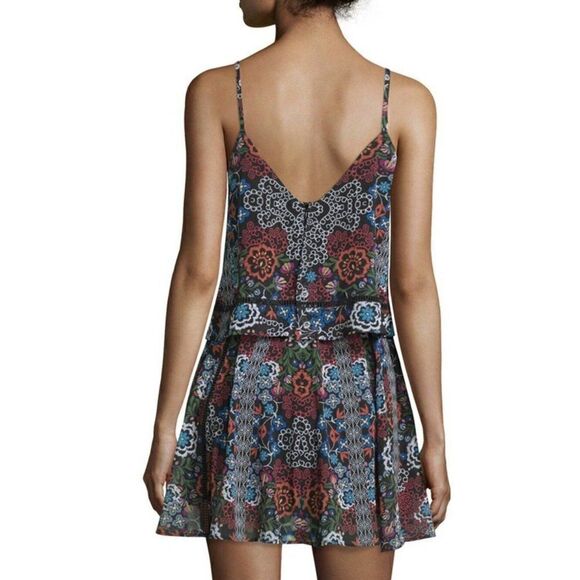 NWT NICHOLAS Sz 2 SLEEVELESS POPOVER MINI DRESS BORDER FLORAL $495 - Picture 2 of 11